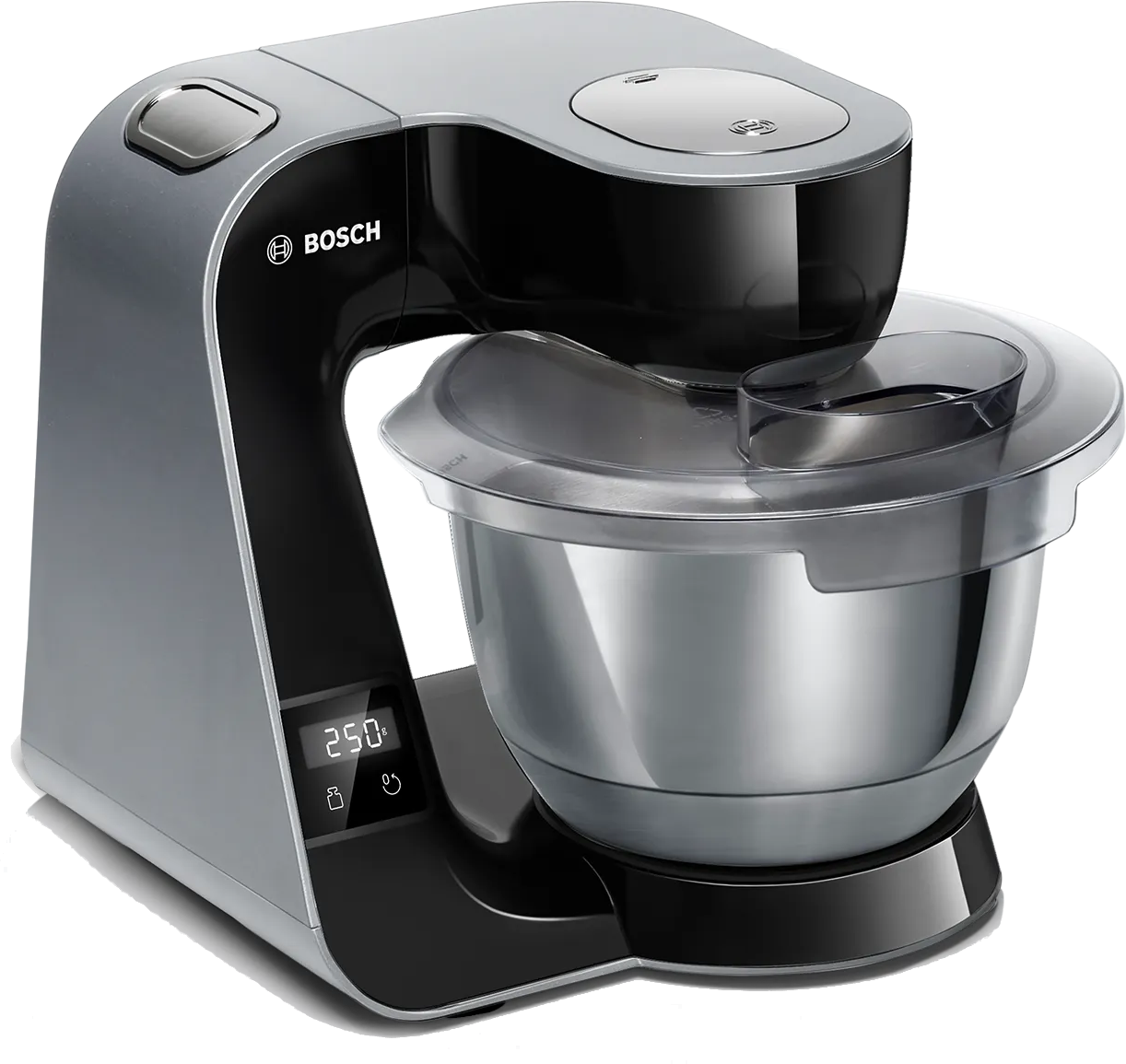 BOSCH MUM5XC4E Konyhai robotgép 1000W, beép. mérleg., fémtál, szel.készlet, turmix, húsdar., fekete/ezüst