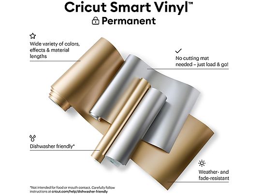 CRICUT Smart Vinyl Mat Métallisé – Permanent - Rouleau Vinyle (Argent)