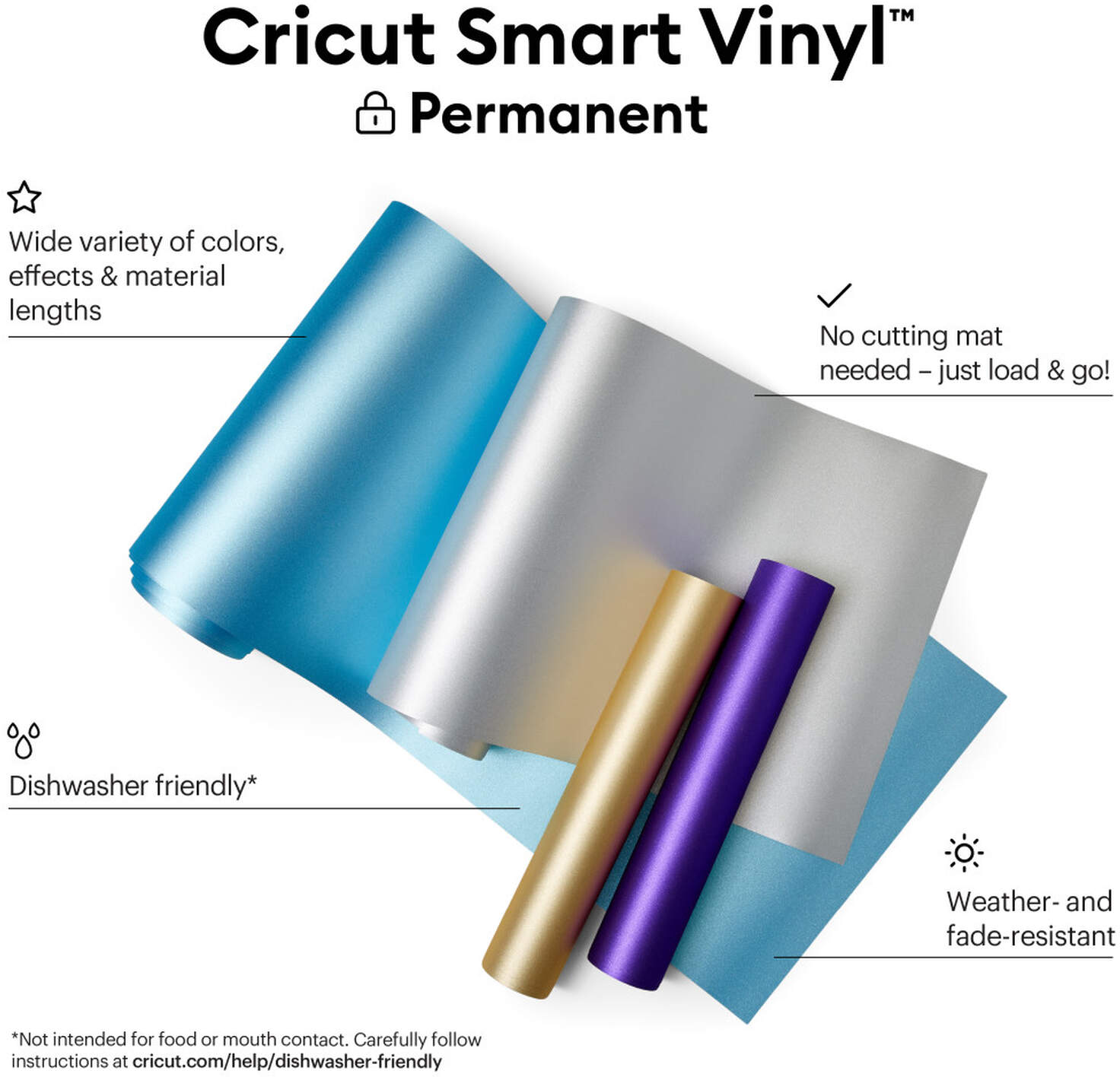 CRICUT Smart Vinyl Glanz - permanent - Bastelmaterial (Shimmer Gold)