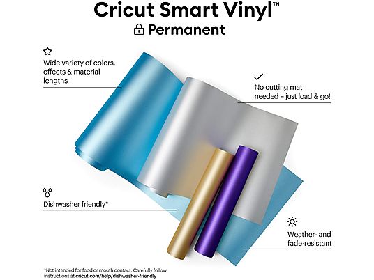 CRICUT Smart Vinyl Glanz - permanent - Bastelmaterial (Shimmer Silber)