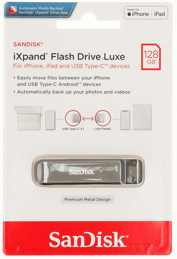SANDISK iXpand Flash Drive Luxe 128GB Type-C/Lightning