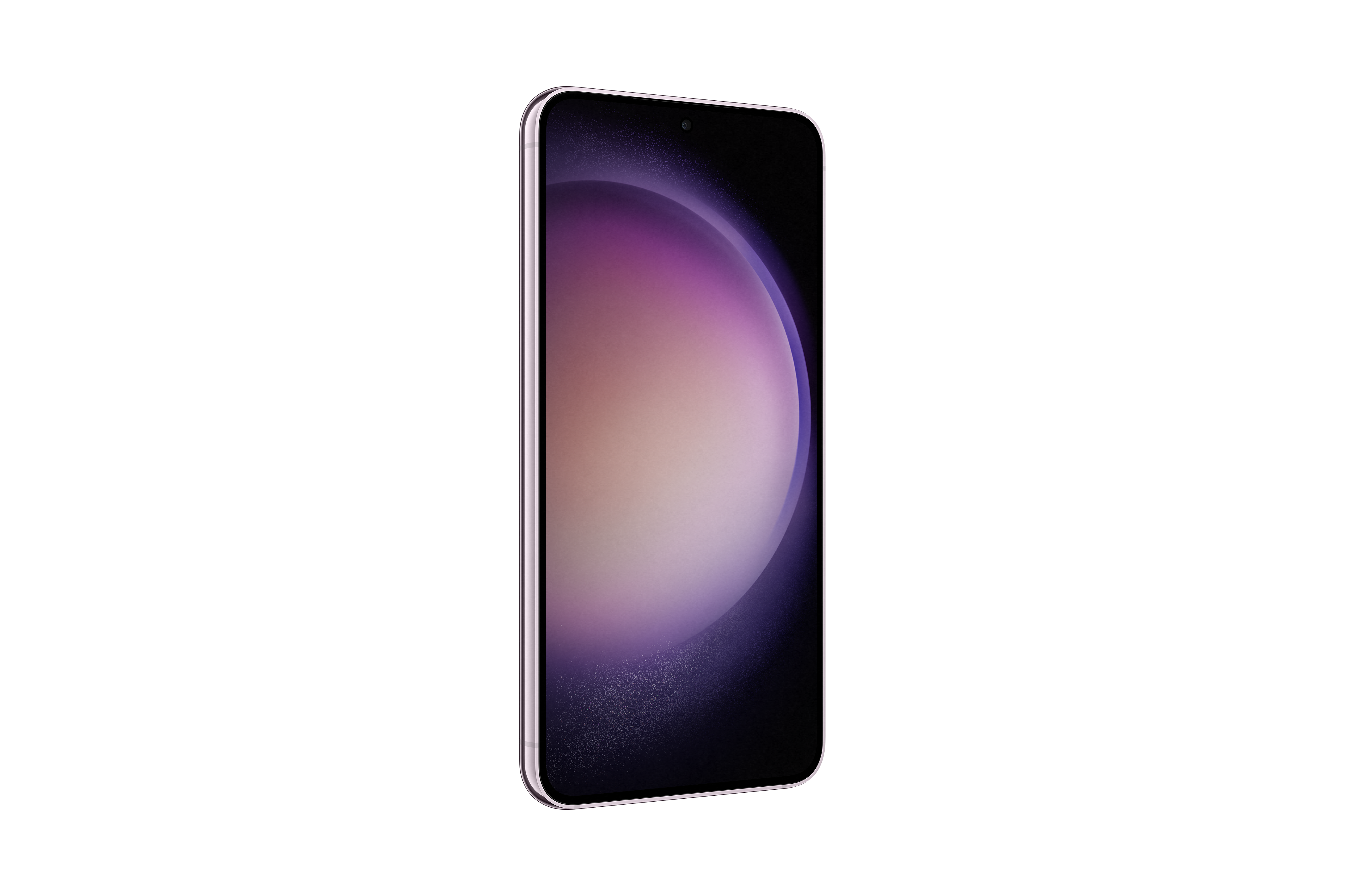 Ein schwarzes Smartphone mit gebogenem Bildschirm auf schwarzem Hintergrund.