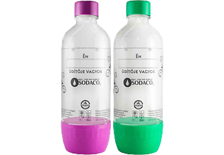 SODACO Flakonduo1 Szénsavasító flakon DUOPACK otthoni Basic és Royal szódagéphez, 2x1 liter, lila - zöld