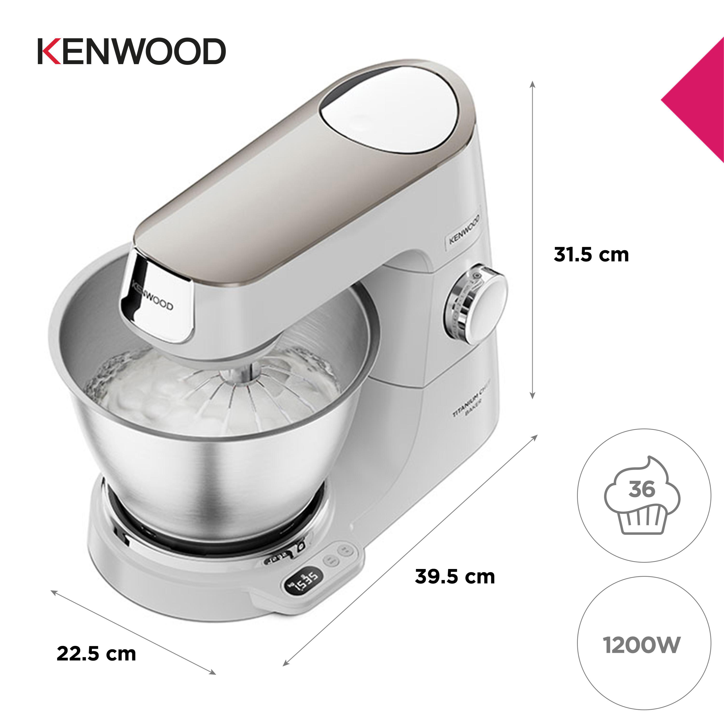 KENWOOD Titanium Chef Baker KVC65.001WH l, 5 Küchenmaschine 1200 Watt) Weiß (Rührschüsselkapazität