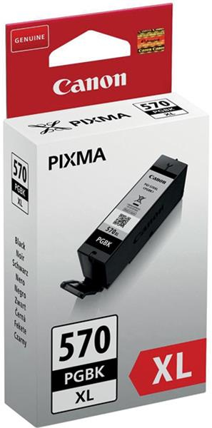 Boîte de cartouche d'encre Canon Pixma 570XL. Blanche avec impression noire et étiquette XL rouge.