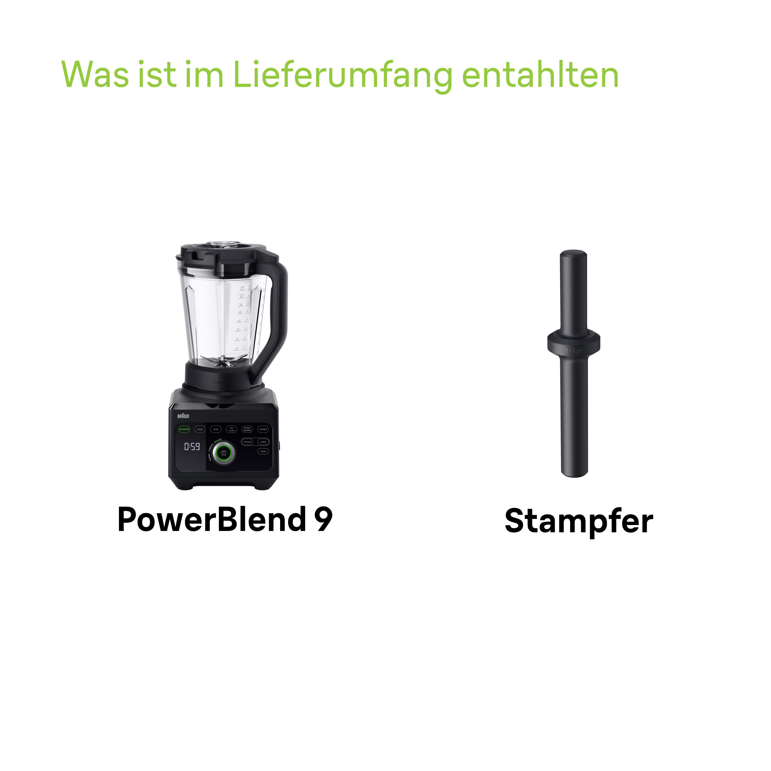 Ein Mixer und ein Stampfer auf weißem Hintergrund.