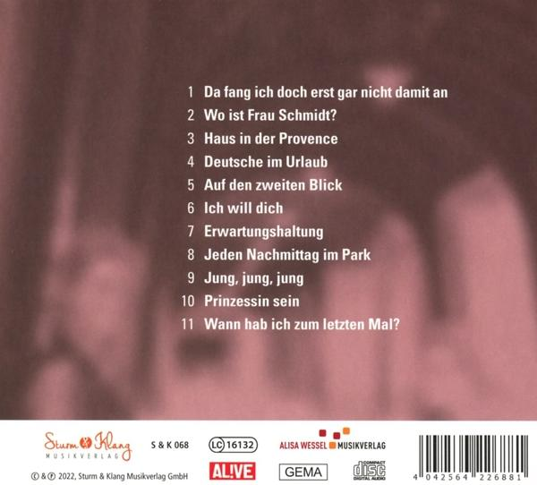 Albumcover mit deutschen Songtiteln, Künstlername und Angaben zum Musiklabel.