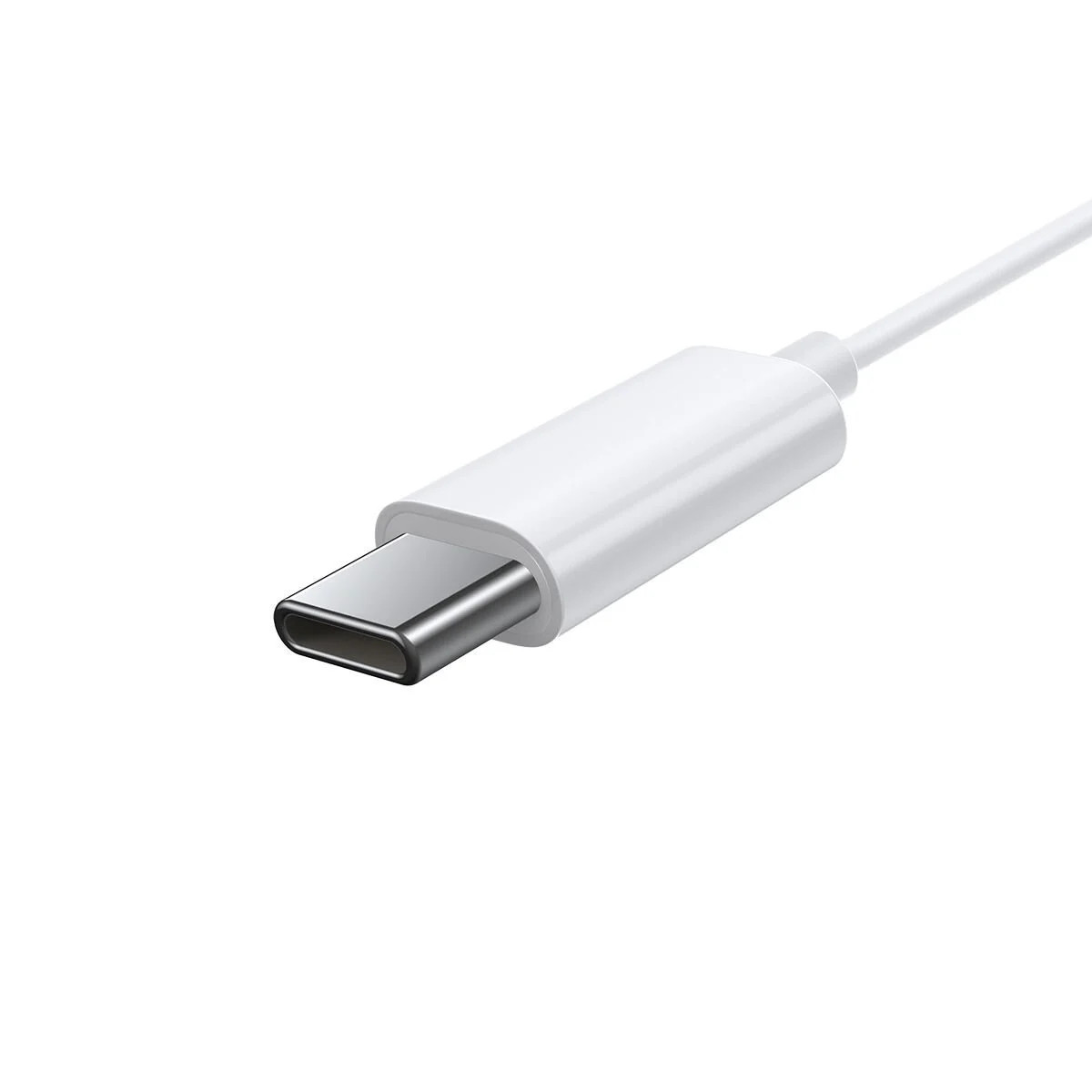 Beyaz zemin üzerinde beyaz bir USB-C konektörü.