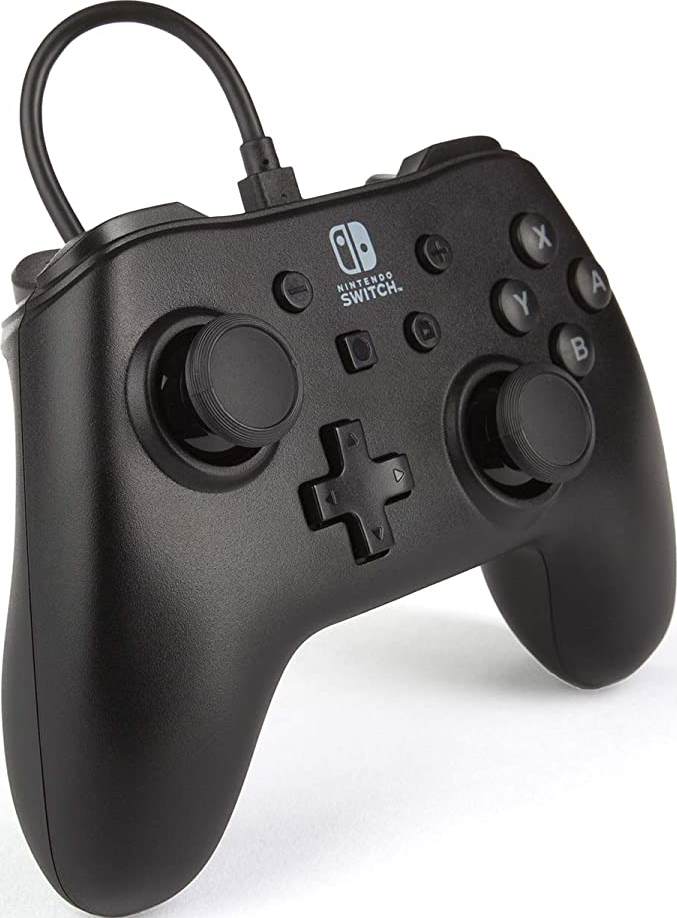 Controller Pro nero Nintendo Switch con cavo e joystick.