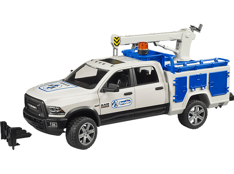 BRUDER 02509 RAM 2500 Service Spielzeugauto Truck mit Rundumleuchte Kran und