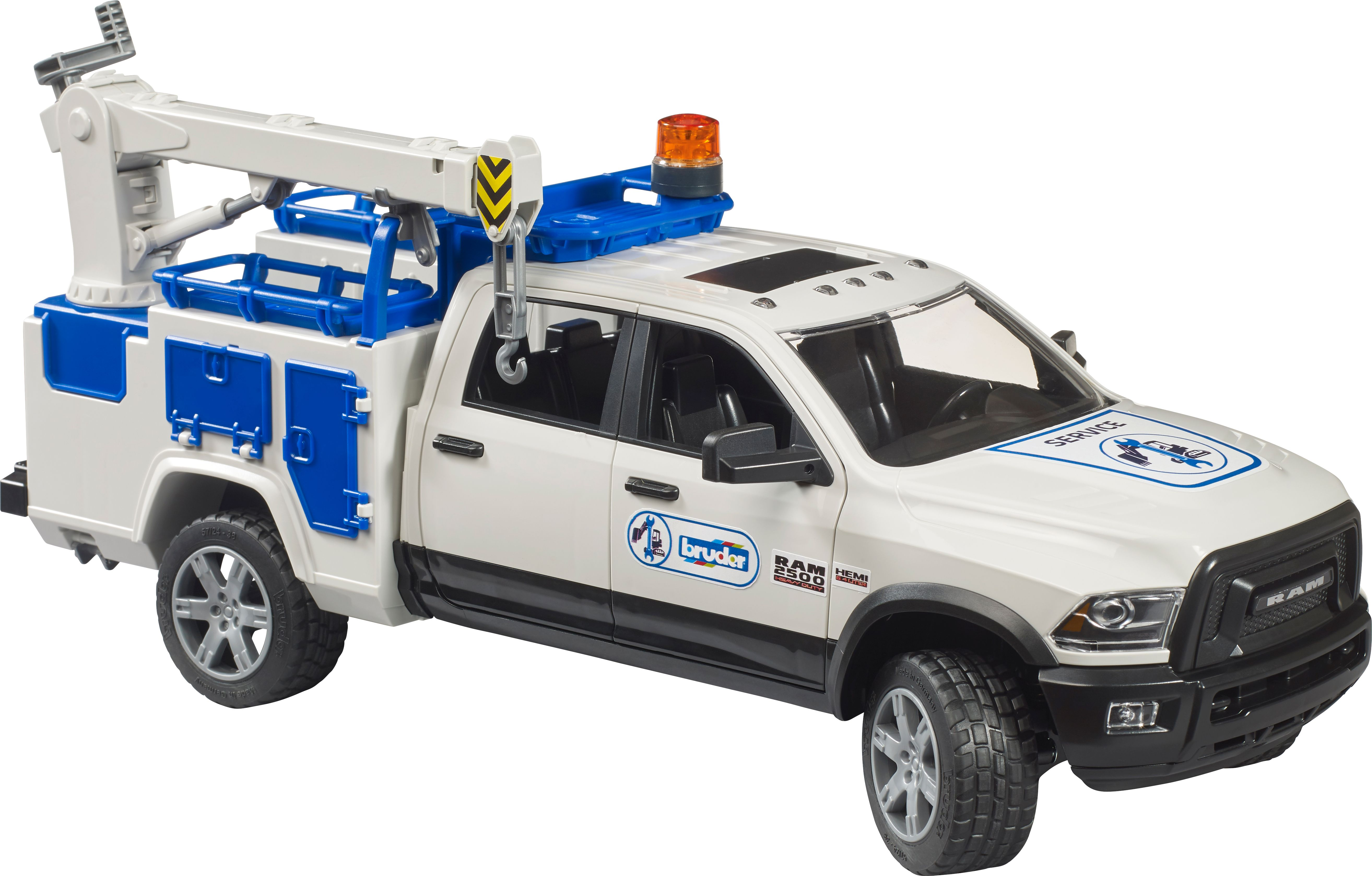 BRUDER 02509 RAM 2500 Service und mit Rundumleuchte Spielzeugauto Kran Truck