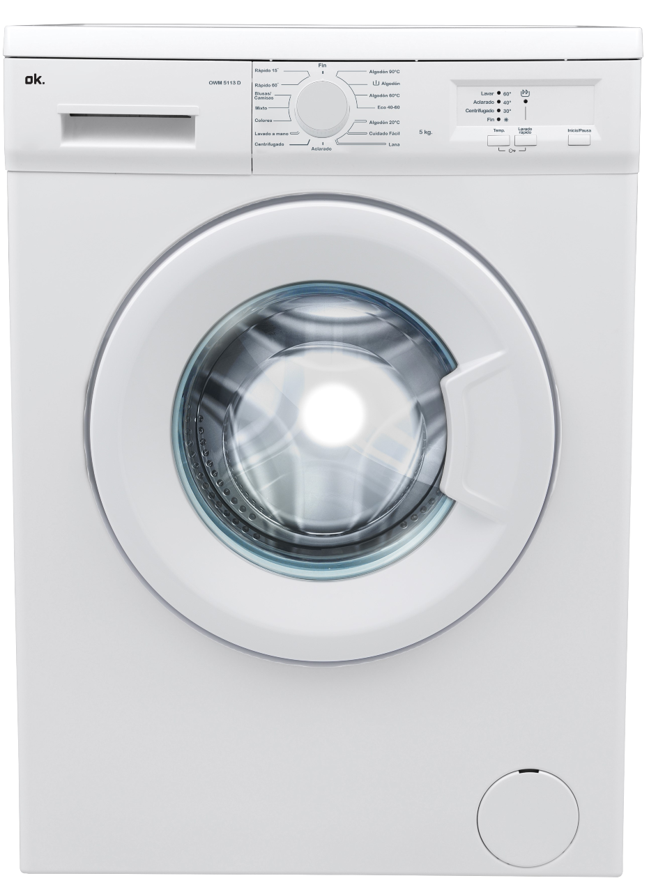 Lavadora carga frontal - OK OWM 5113 D, 5 kg, 1000 rpm, 15 Programas, Bloqueo, Blanco