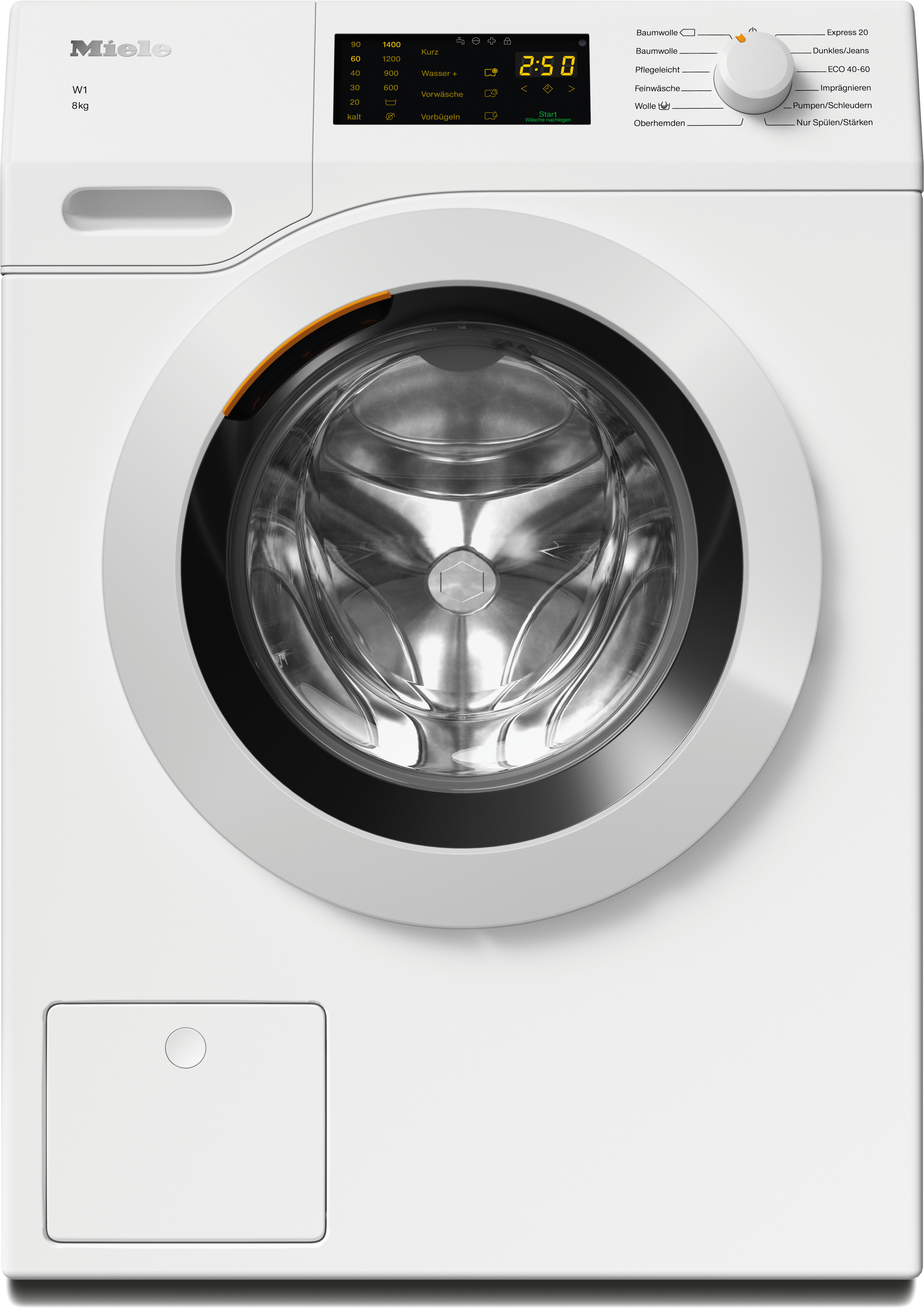 MIELE WCD130 WCS W1 Chrome Edition Waschmaschine (8 kg, 1400 U/Min., A, Flusenfilter, Fremdkörperfilter)