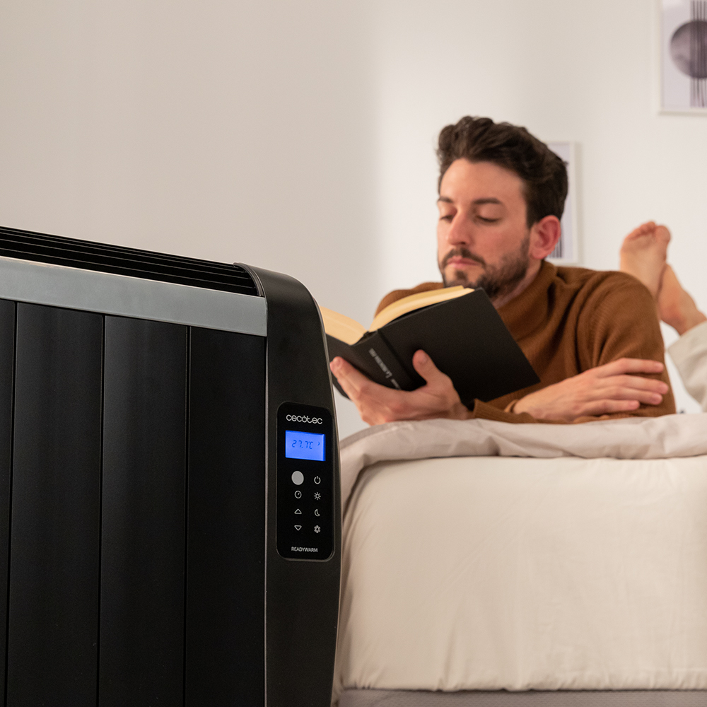 Emisor térmico - Cecotec ReadyWarm 2000 Thermal Black, 1500 W, 10 Elementos, Pantalla LCD, Mando a distancia, Negro