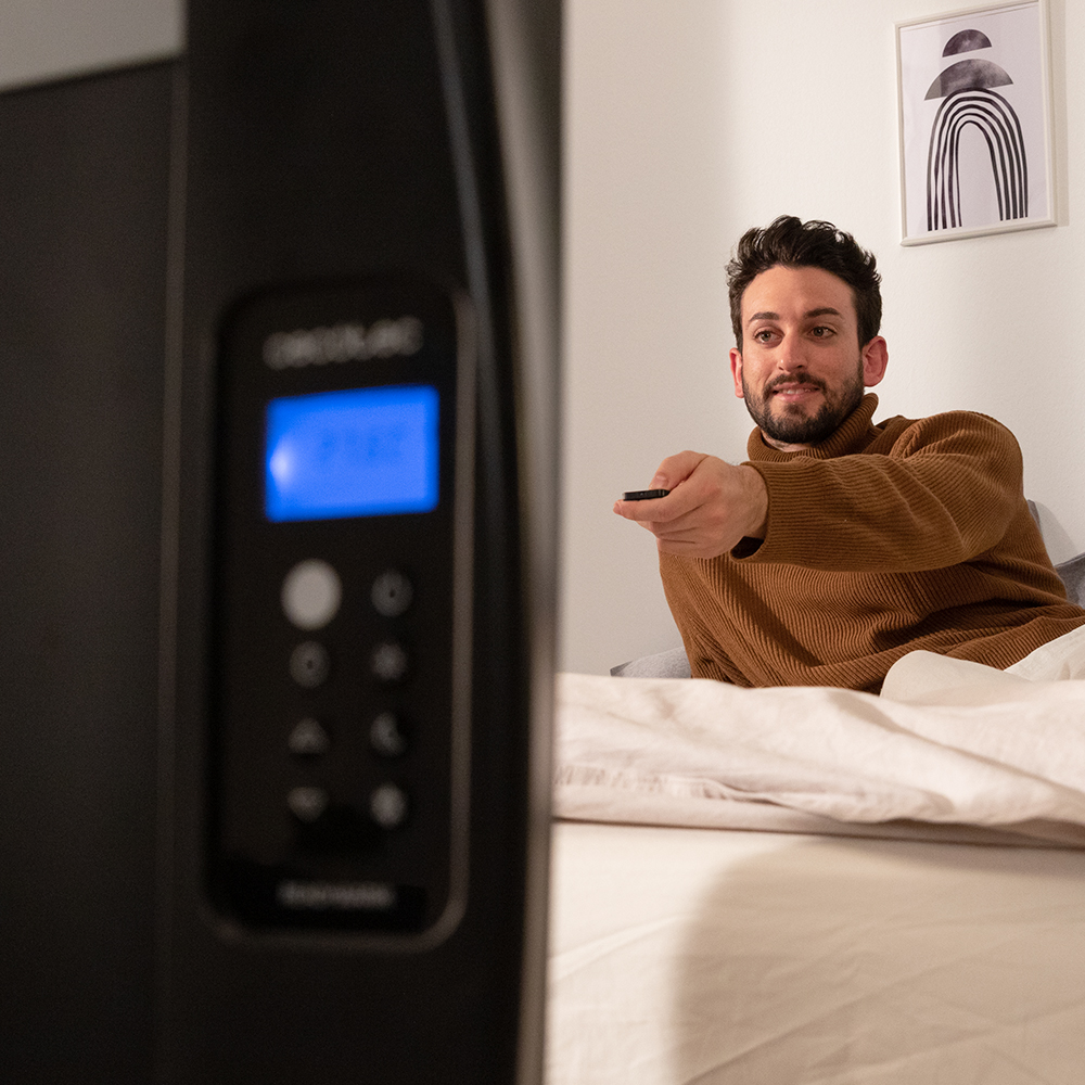 Emisor térmico - Cecotec ReadyWarm 2000 Thermal Black, 1500 W, 10 Elementos, Pantalla LCD, Mando a distancia, Negro