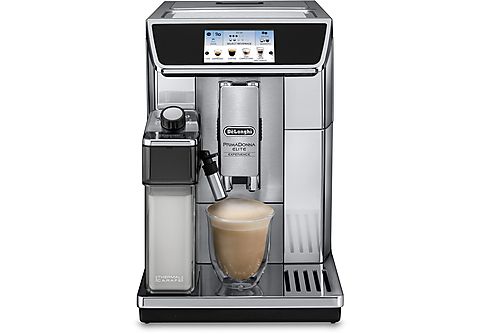 DE LONGHI ECAM650.85.MS Prima Donna Elite Kaffeevollautomat (Silber, Extraleises Kegelmahlwerk, 19 bar, integrierter Milchbehälter)
