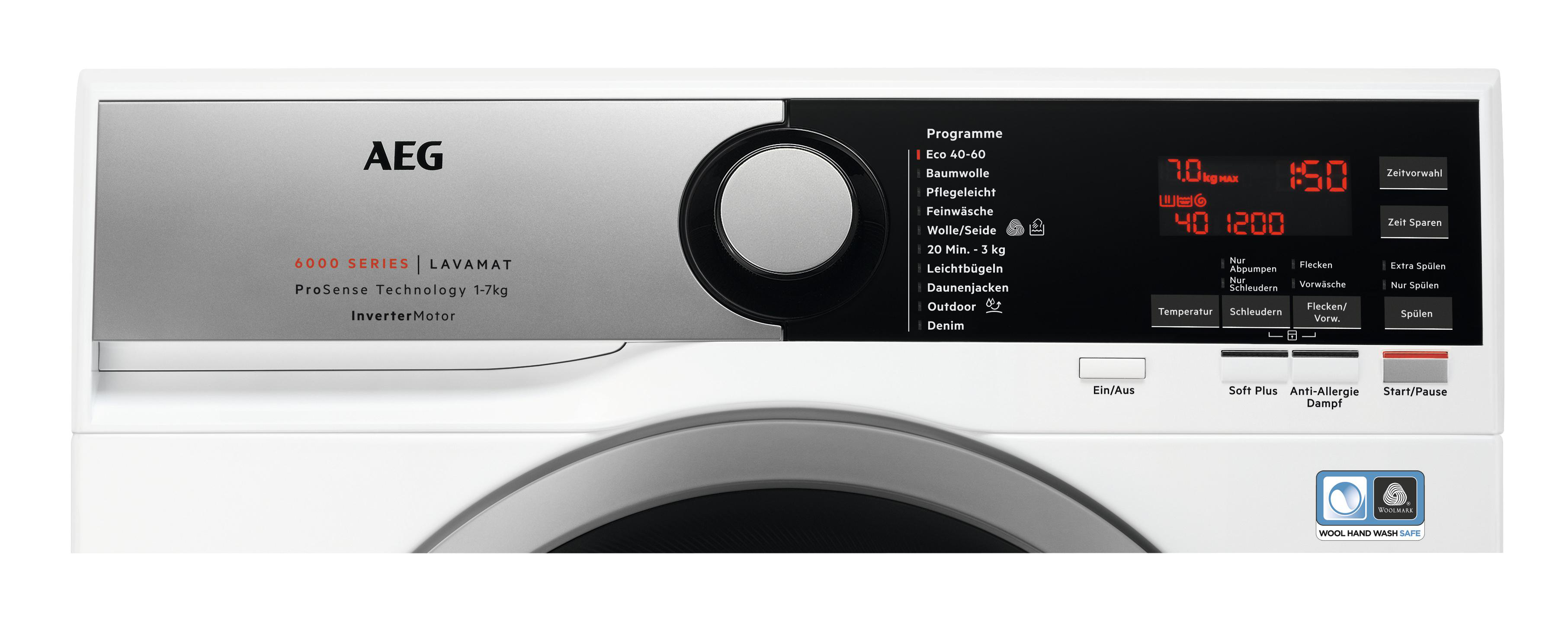 AEG L6SEA72470 Serie 6000 mit ProSense Mengenautomatik Waschmaschine (7 kg, 1351 U/Min., C)