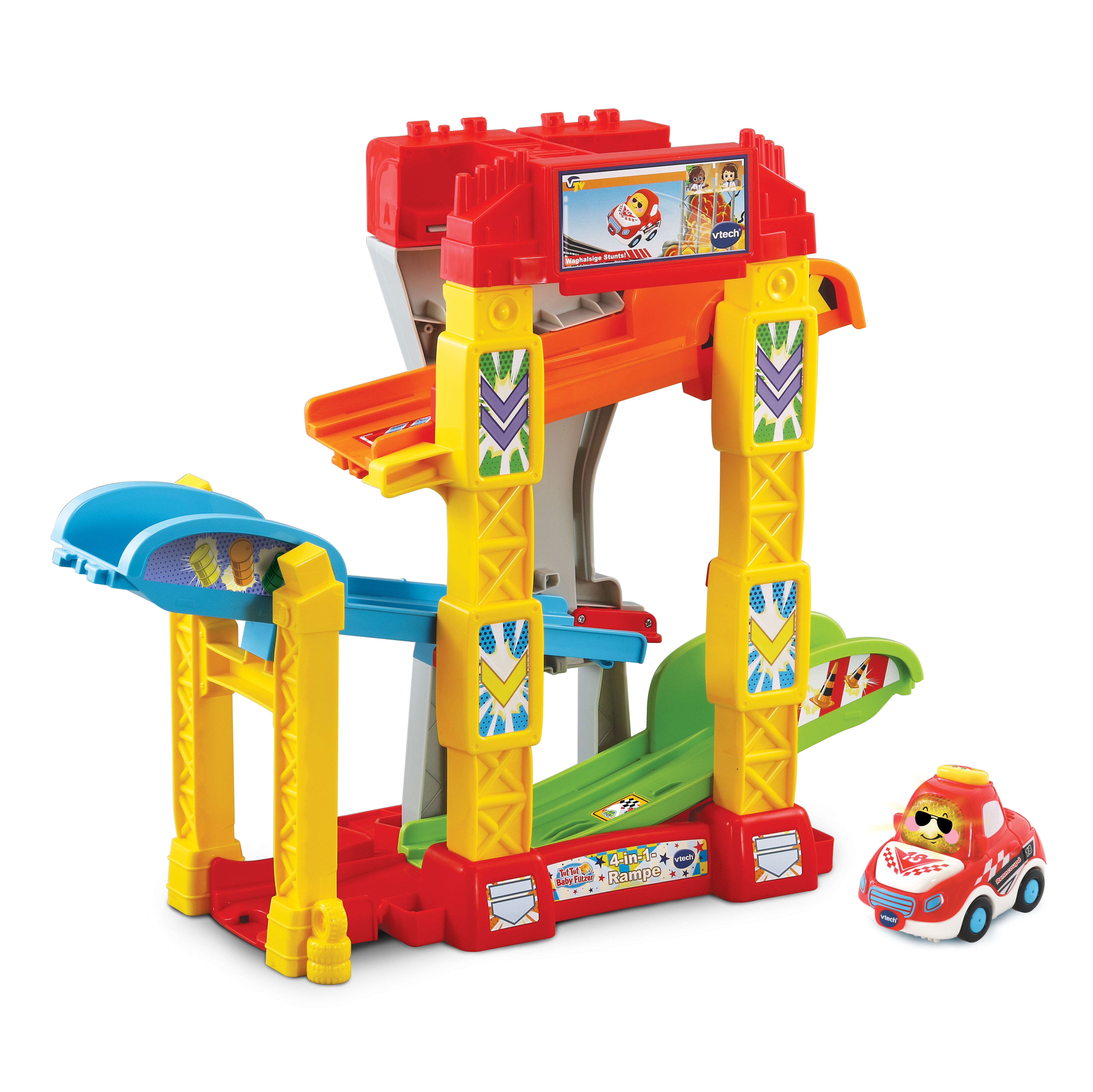 VTECH Tut Tut Baby Flitzer - 4-in-1-Rampe Spielset, Mehrfarbig