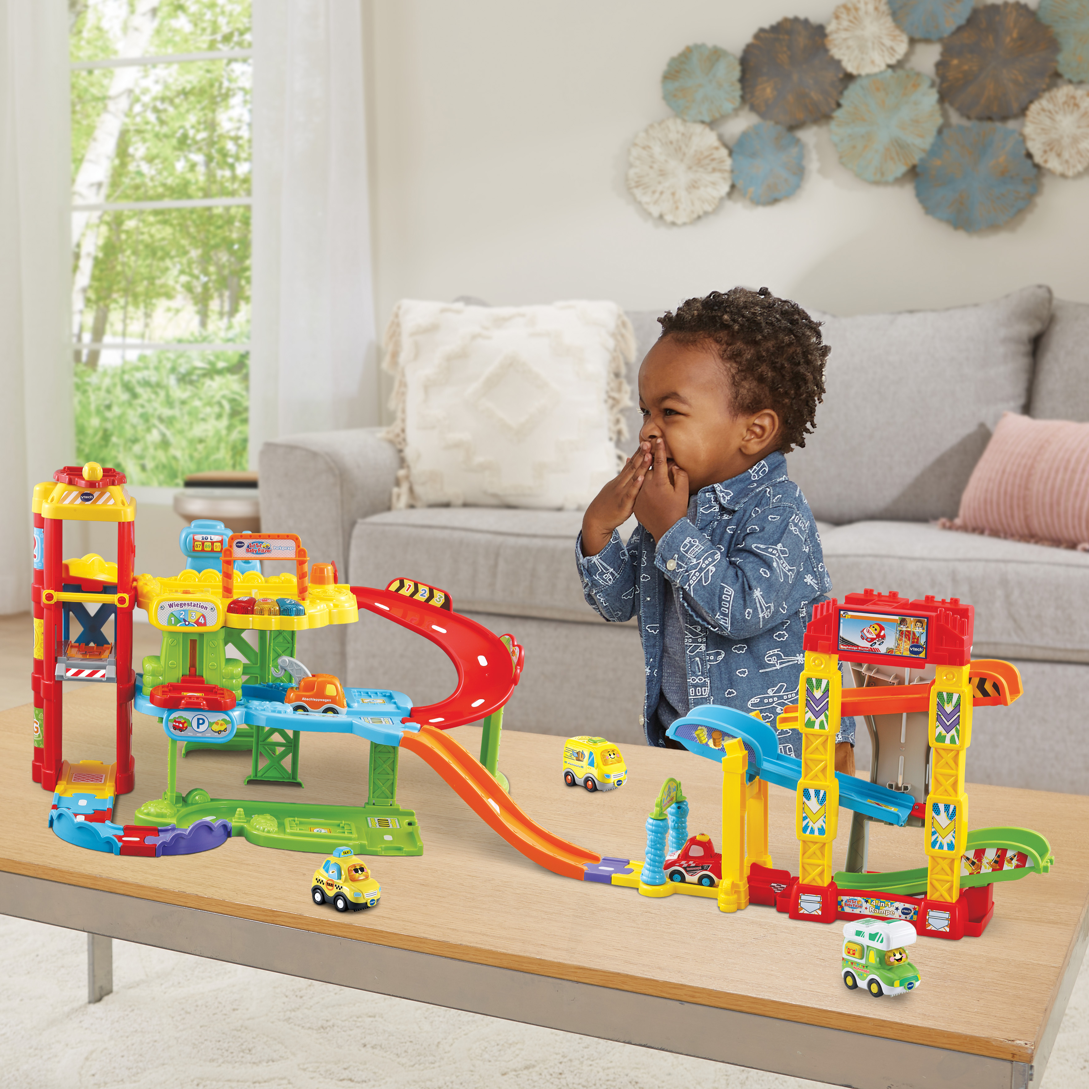 VTECH Tut Tut Baby Flitzer - 4-in-1-Rampe Spielset, Mehrfarbig