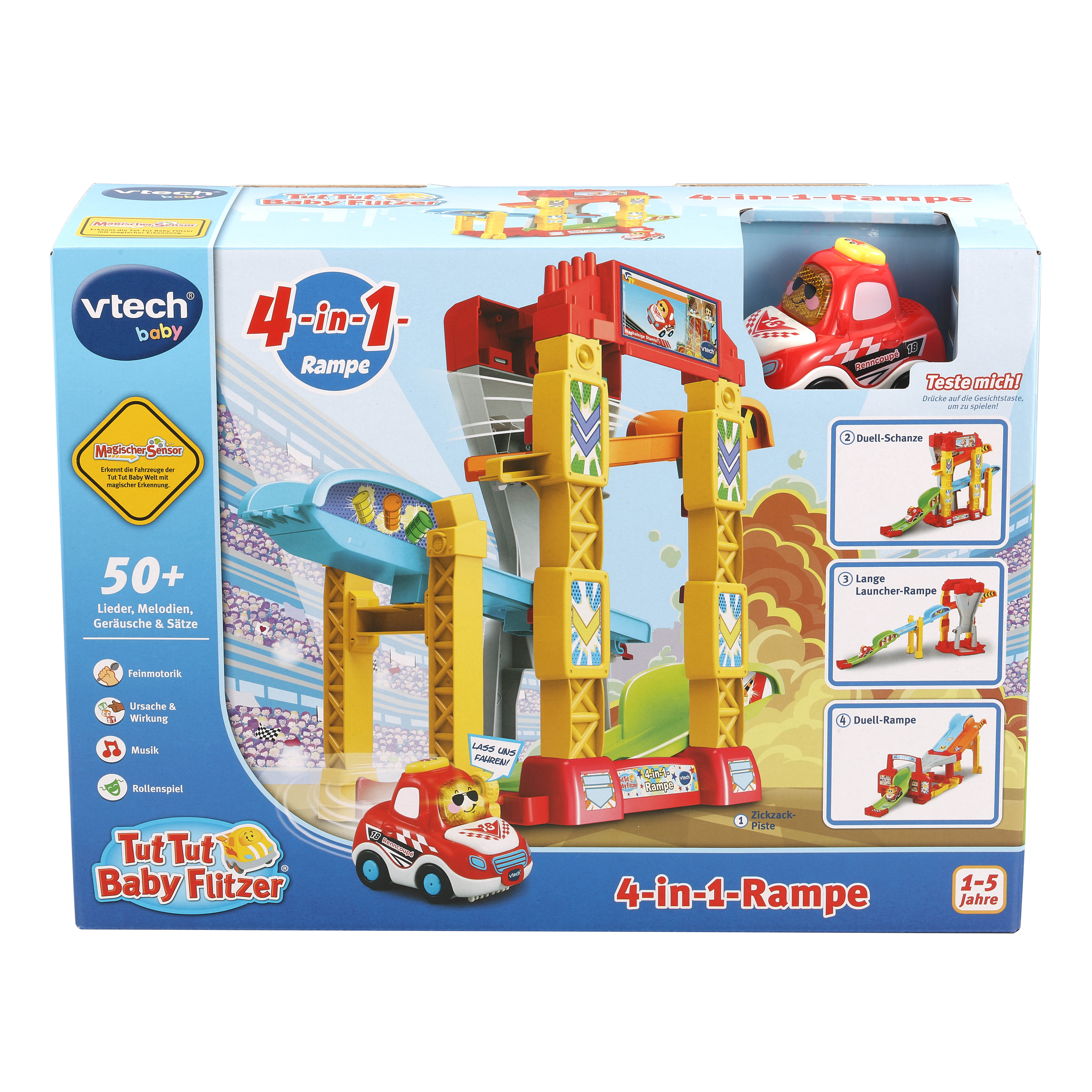 VTECH Tut Tut Baby Flitzer - 4-in-1-Rampe Spielset, Mehrfarbig