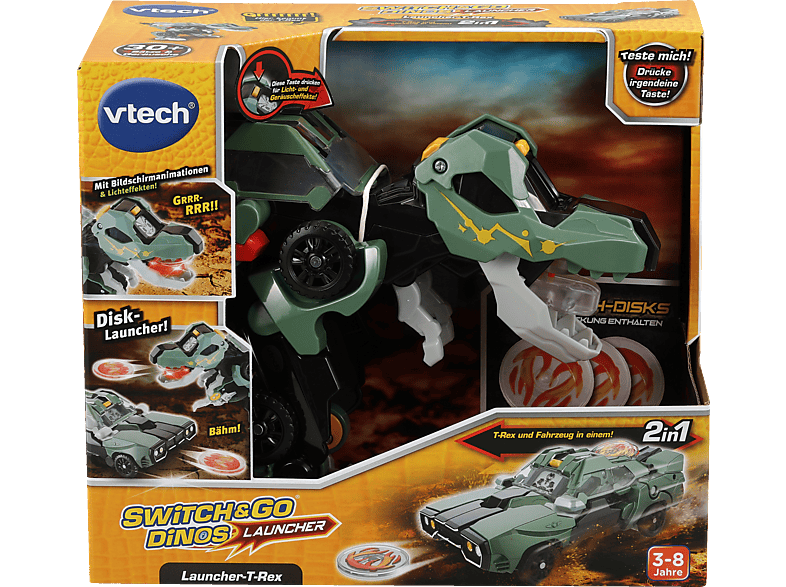 VTECH Switch & Go Launcher-T-Rex Spielzeugauto, Grün - Dinos