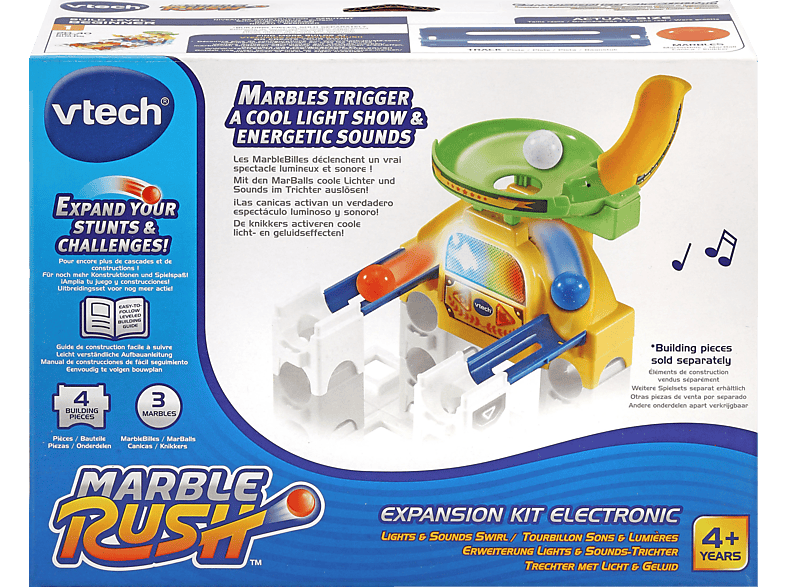 VTECH Marble Rush - Erweiterung Lights&Sounds-Trichter Kugelbahn, Mehrfarbig