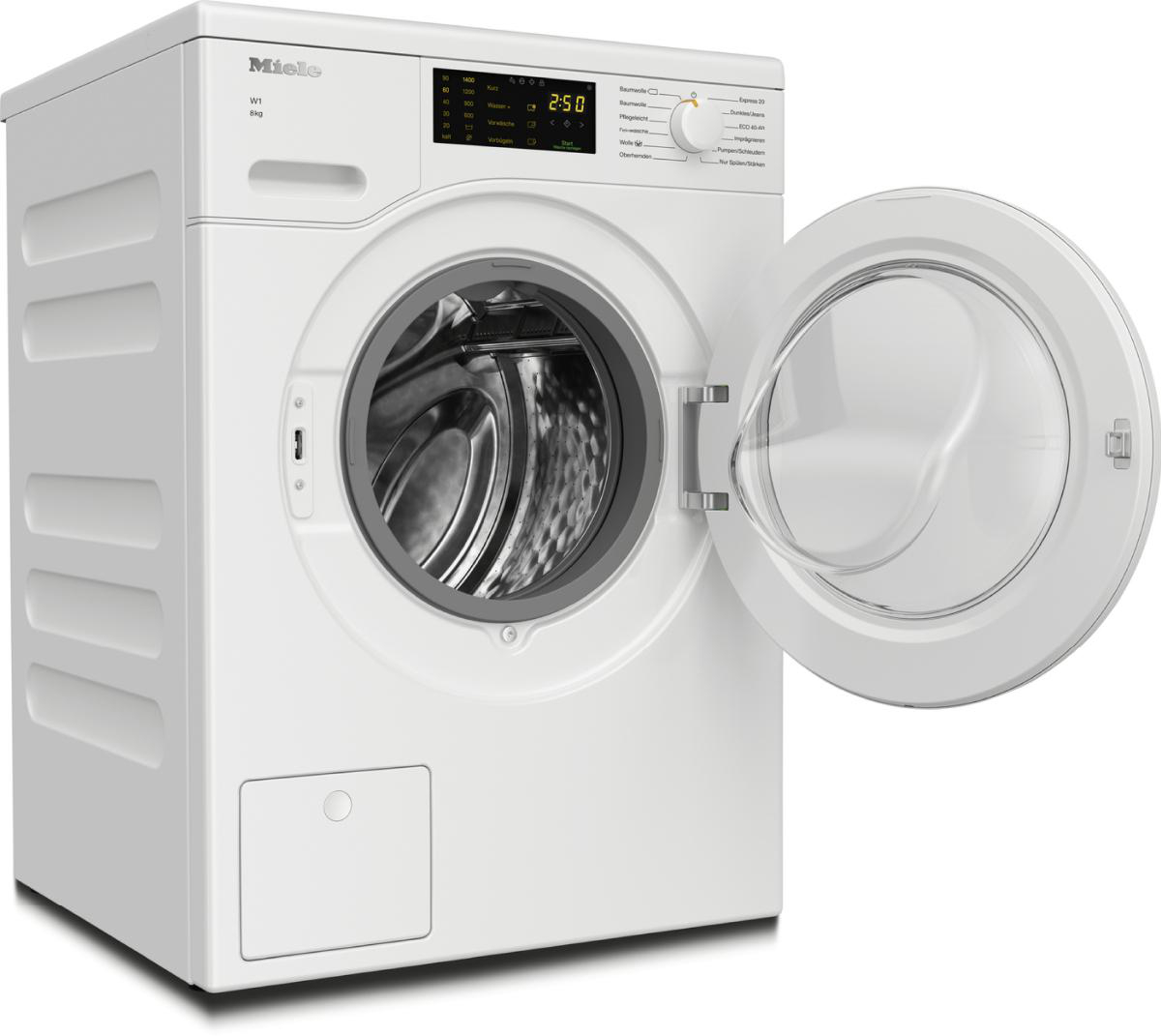 MIELE WCD120 WPS 8kg W1 Chrome Edition Waschmaschine (8 kg, 1400 U/Min., A, Flusenfilter, Fremdkörperfilter)