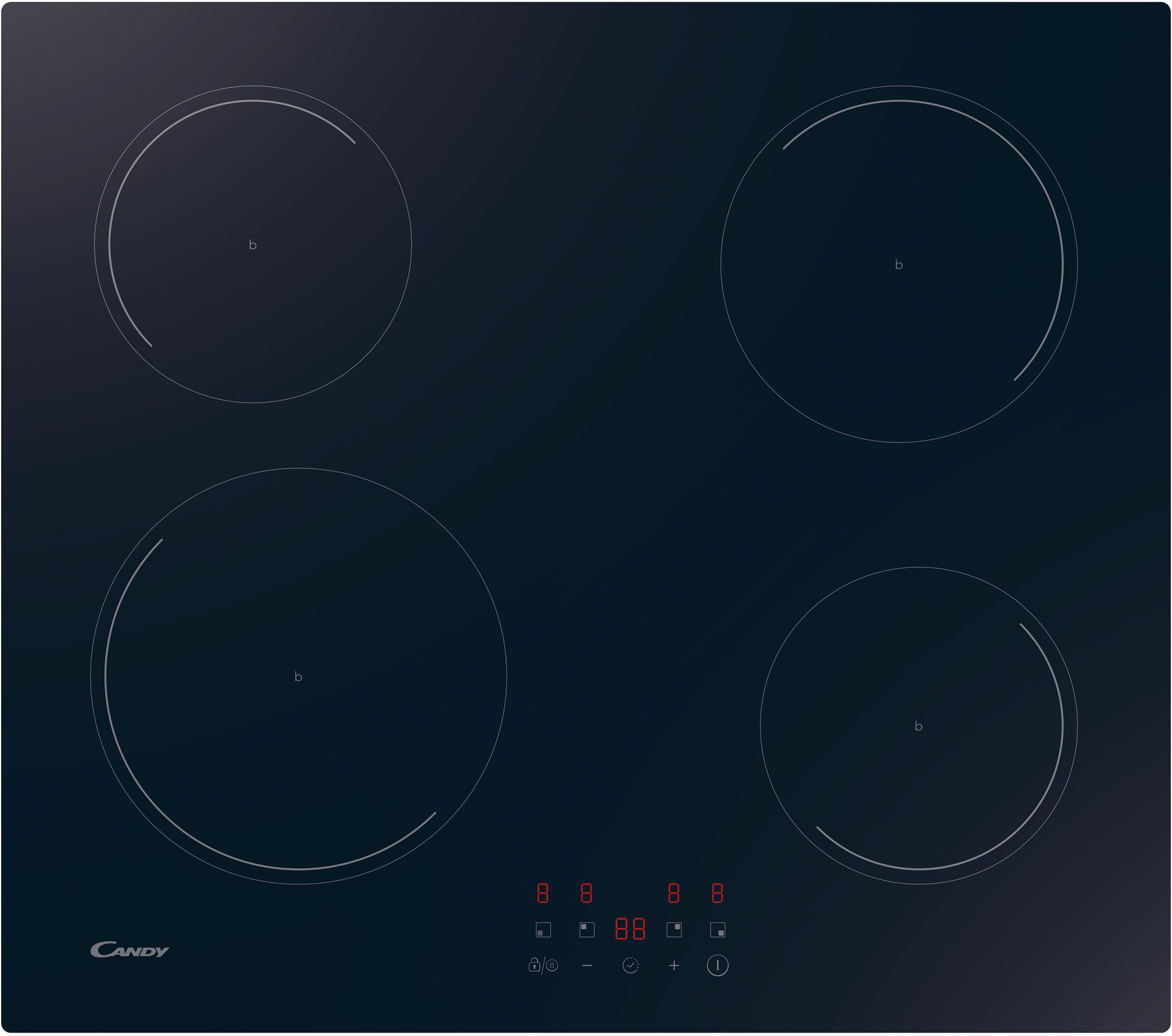 CANDY CI642CBB/1 indukciós főzőlap 7,2 kW, 4 zóna, booster, 9 hőfokozat, szünet funkció, teljesítménykorlátozás, fekete