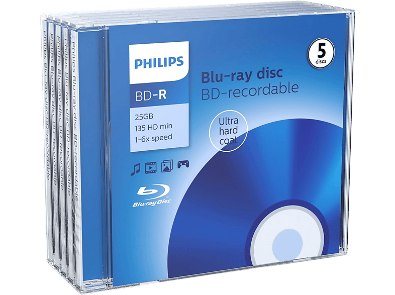 PHILIPS BluRay Recordable 25GB 6x JC (5) kopen? MediaMarkt