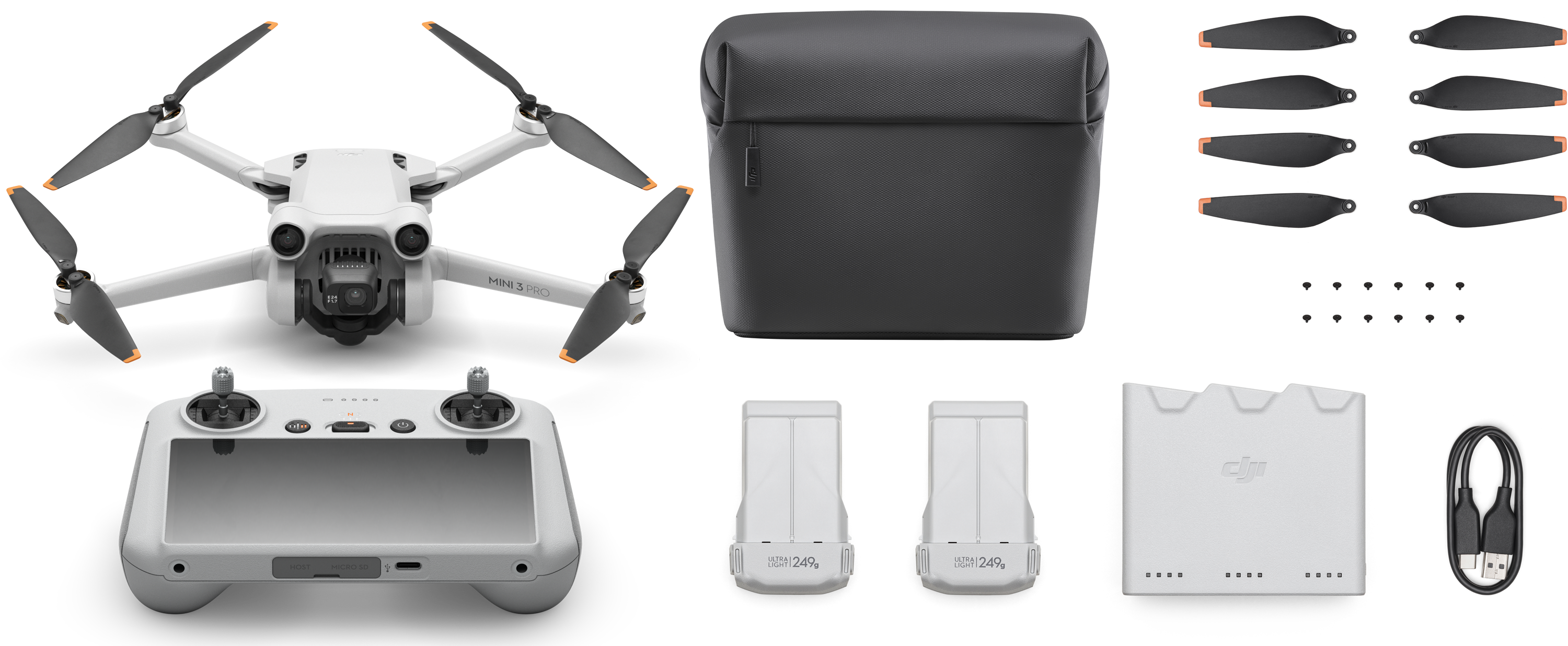 DJI Mini 3 Pro Bundle mit RC Fernsteuerung und Fly More Kit