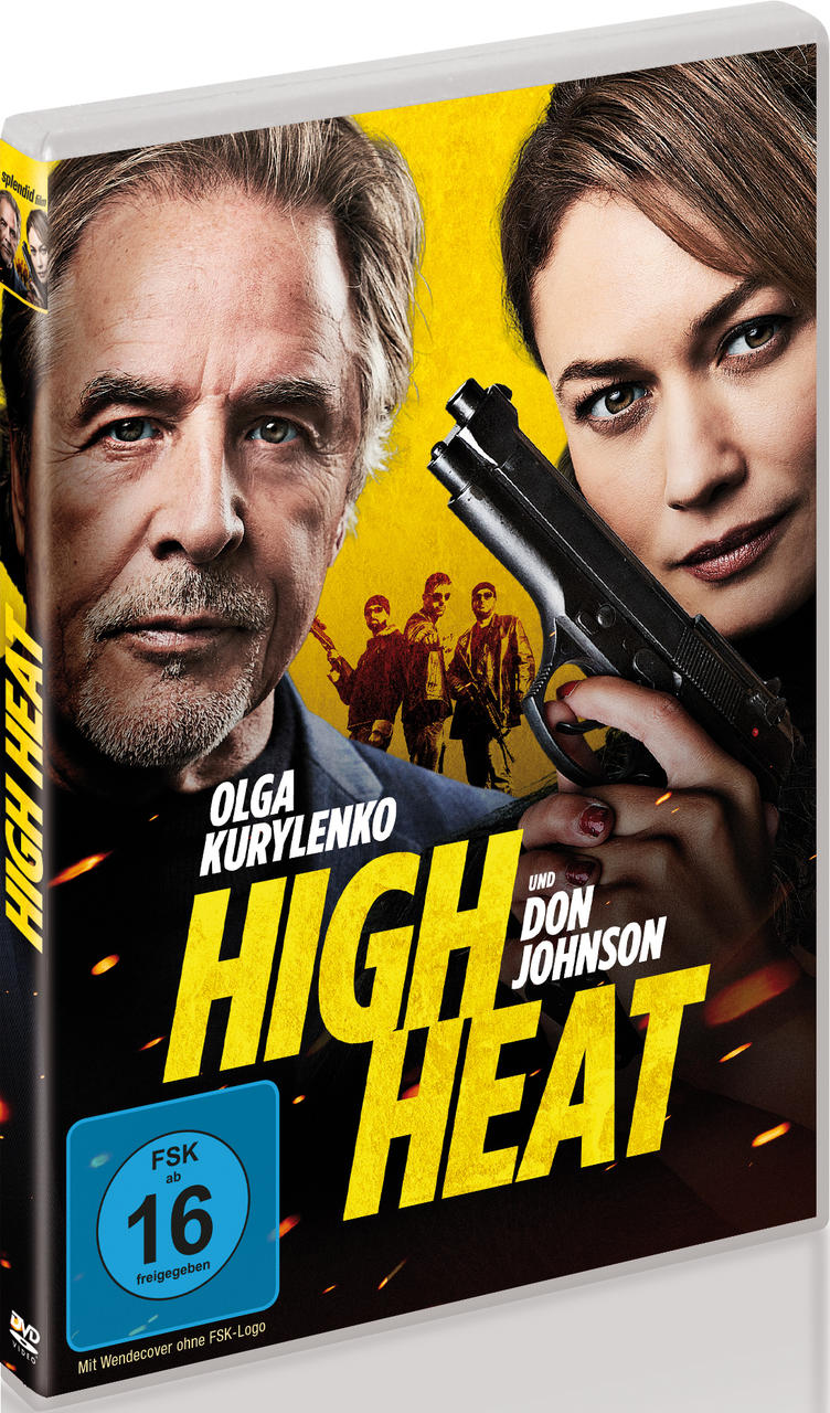 DVD-Box des Films High Heat, mit Olga Kurylenko und Don Johnson. Die Box ist in einem Case.