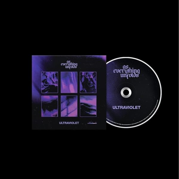 CD und Hülle mit lila Kunst. Text lautet 'as everything unfolds' und 'Ultraviolet'.