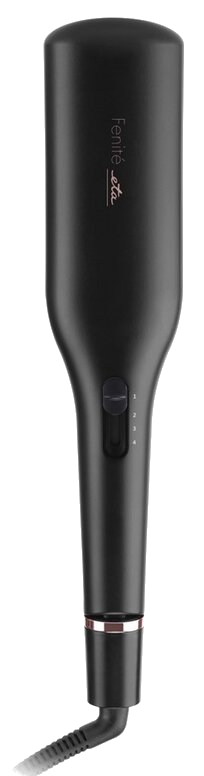 Fekete hajvasaló kefe. Van egy fogantyúja és beállítások rajta.