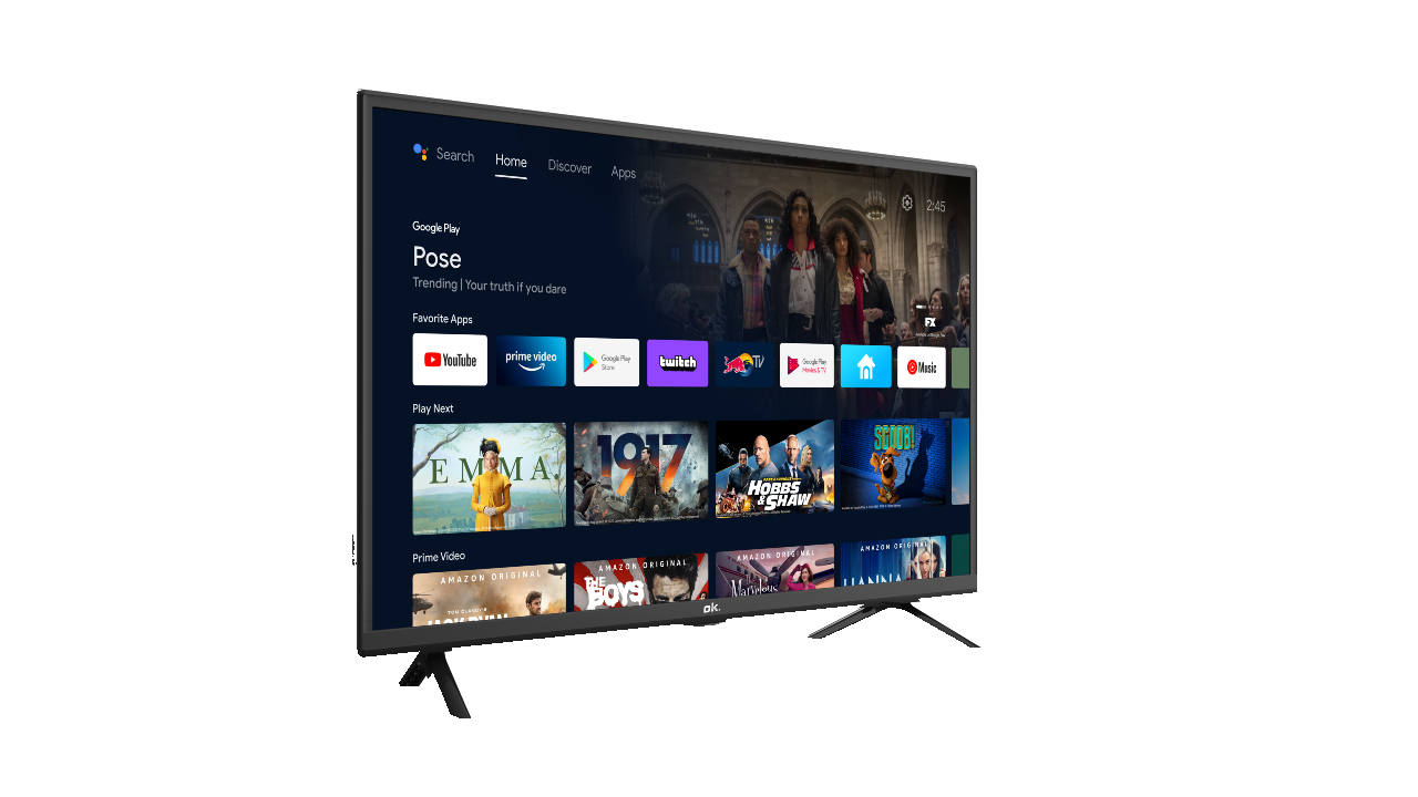TV DLED 32" - OK ODL 32950HC-TAB, HD-ready,  Android TV, Netflix, Google Play, YouTube, Negro