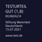 Testergebnis über einen Kühlschrank mit der Note gut.