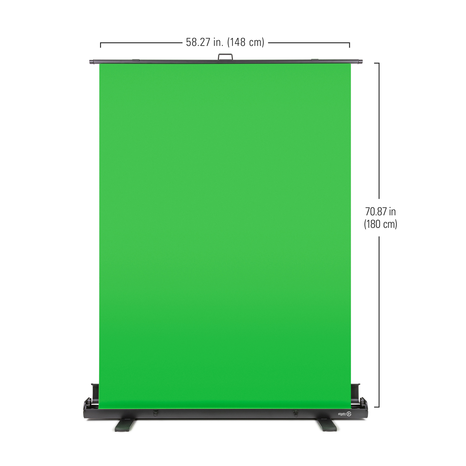 Viene mostrato uno schermo verde con dimensioni.