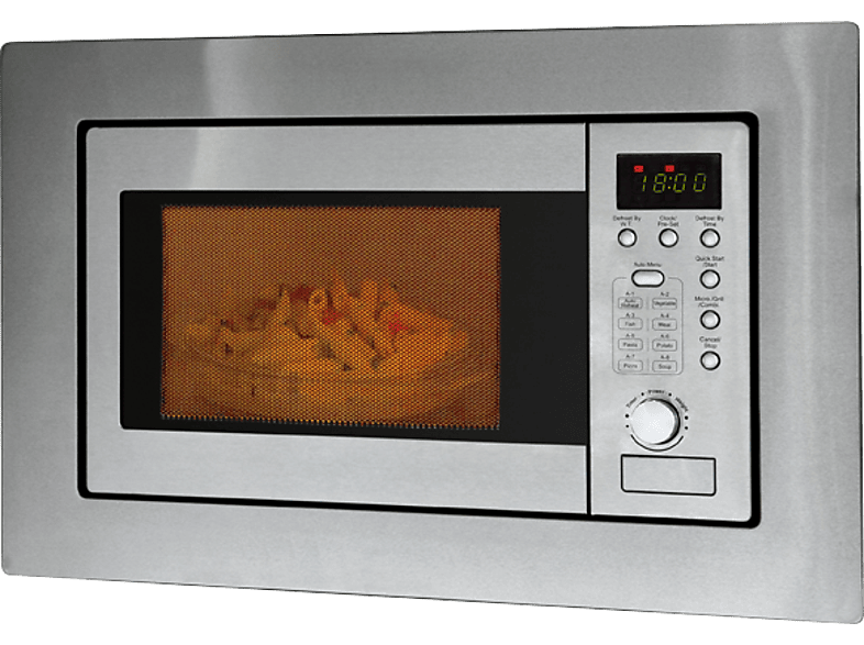 Bomann MWG 2215 EB Einbaumikrowelle mit Grill (800 Watt, Einbaugerät, 20 l, Edelstahlfront)
