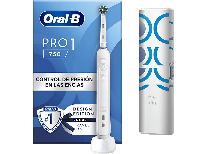 Cepillo | Pro 1 750, Con 1 Estuche De Viaje Y 1 Cabezal, Diseñado Braun, Blanco