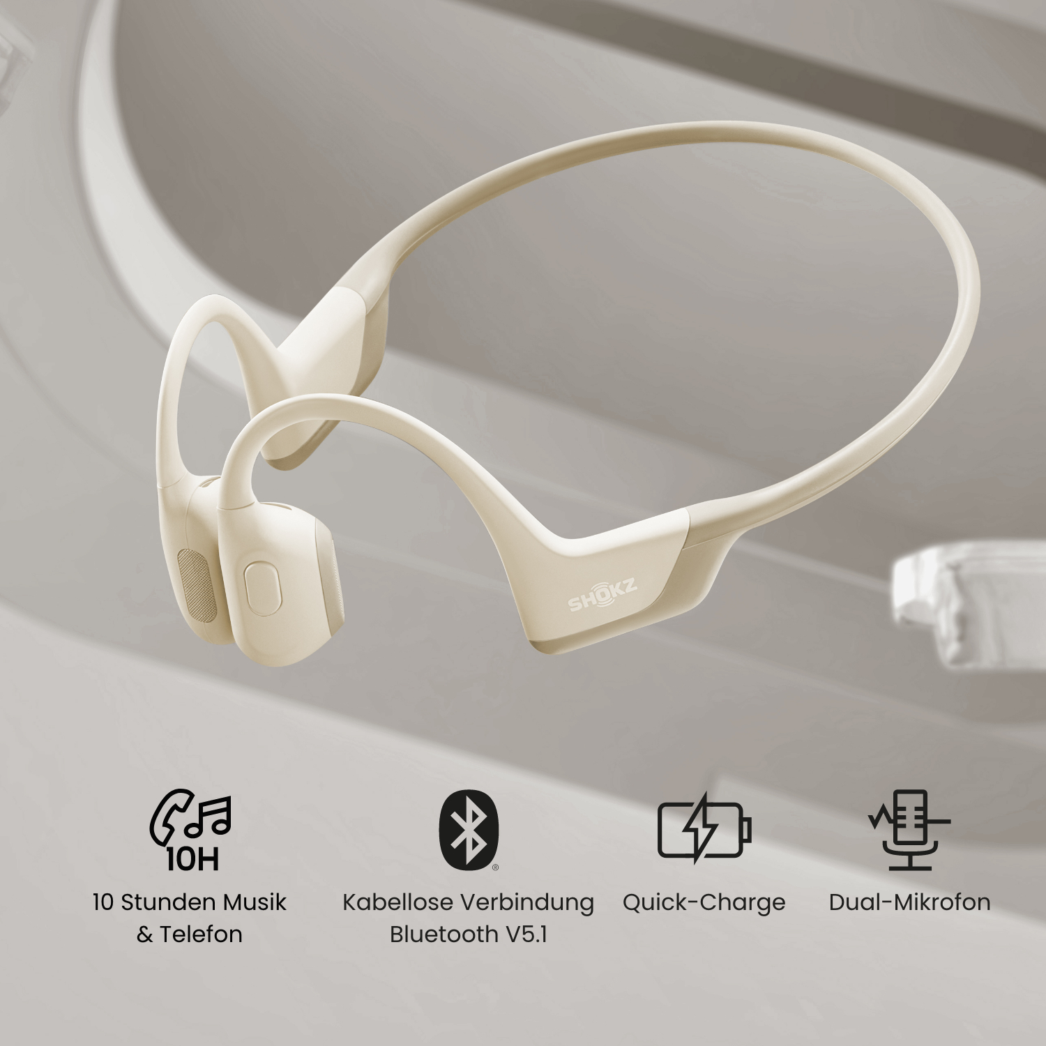 Mini, OpenRun SHOKZ Bluetooth Kopfhörer Open-ear Pro Beige