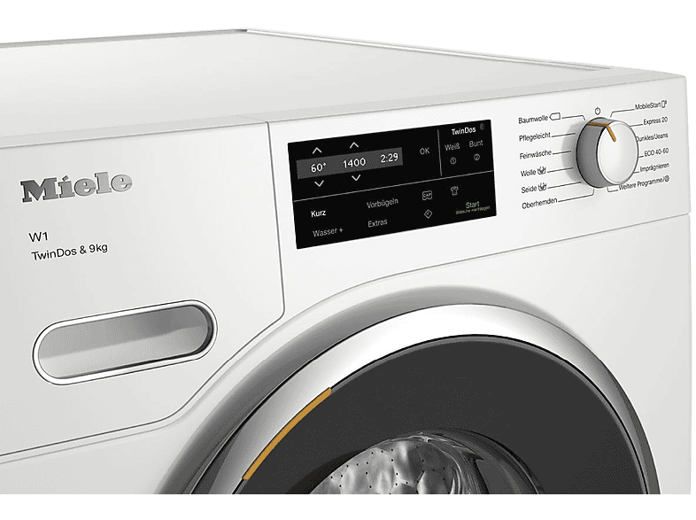 MIELE WWG760 WPS TDos&9kg W1 White Edition Waschmaschine (9 kg, 1400 U/Min., A, Flusenfilter, Fremdkörperfilter)