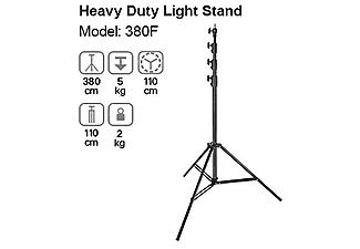 GODOX Lampenstativ 380F, Höhe 380cm, Traglast 5kg, Aluminium, Schwarz
