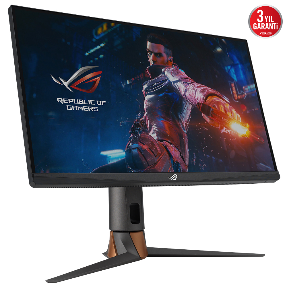 Ekranda aksiyon halinde bir adamla oyun monitörü, metin: Republic of Gamers.