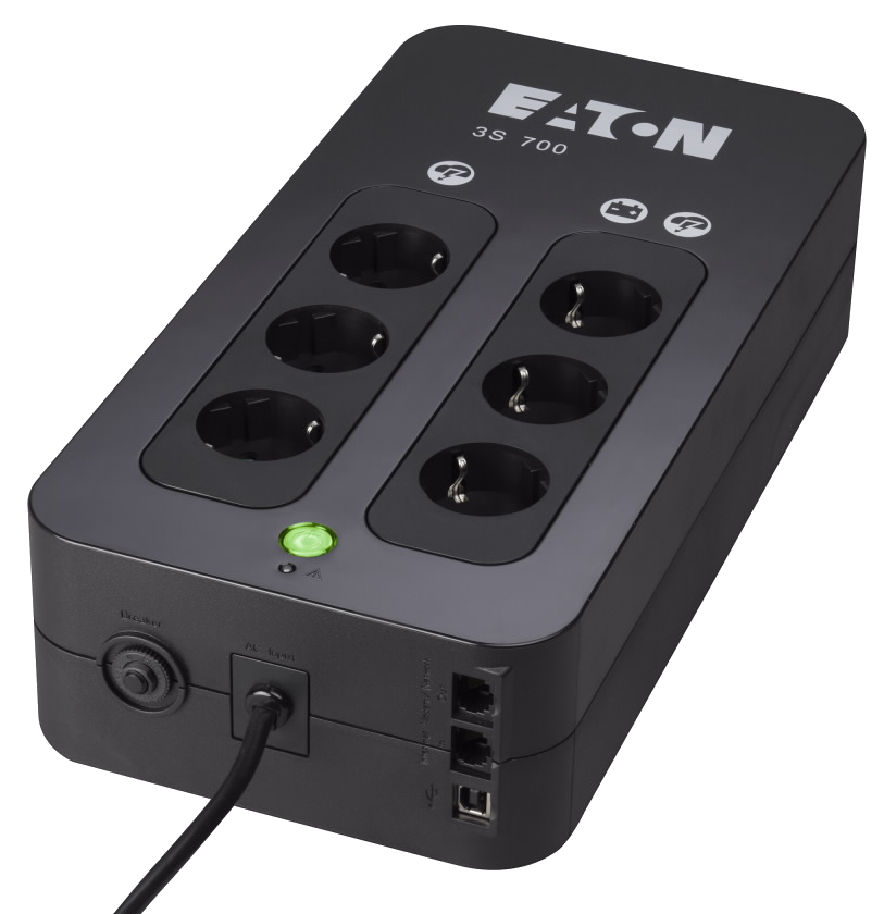 EATON 3S 700 DIN UPS szünetmentes tápegység, 420W, 3+3 aljzat, Off-Line (3S700D)