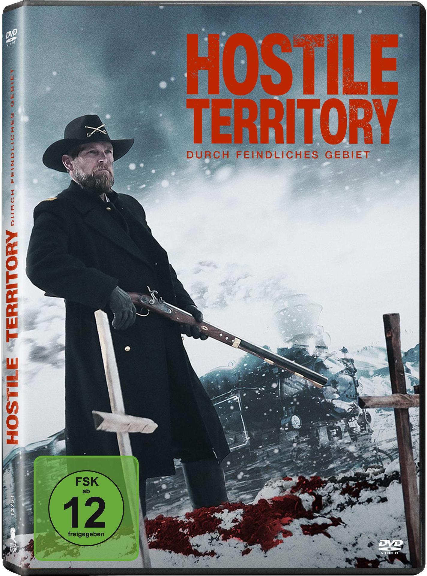 DVD-Cover mit Mann in Hut und Mantel, Gewehr haltend, in verschneiter Umgebung.