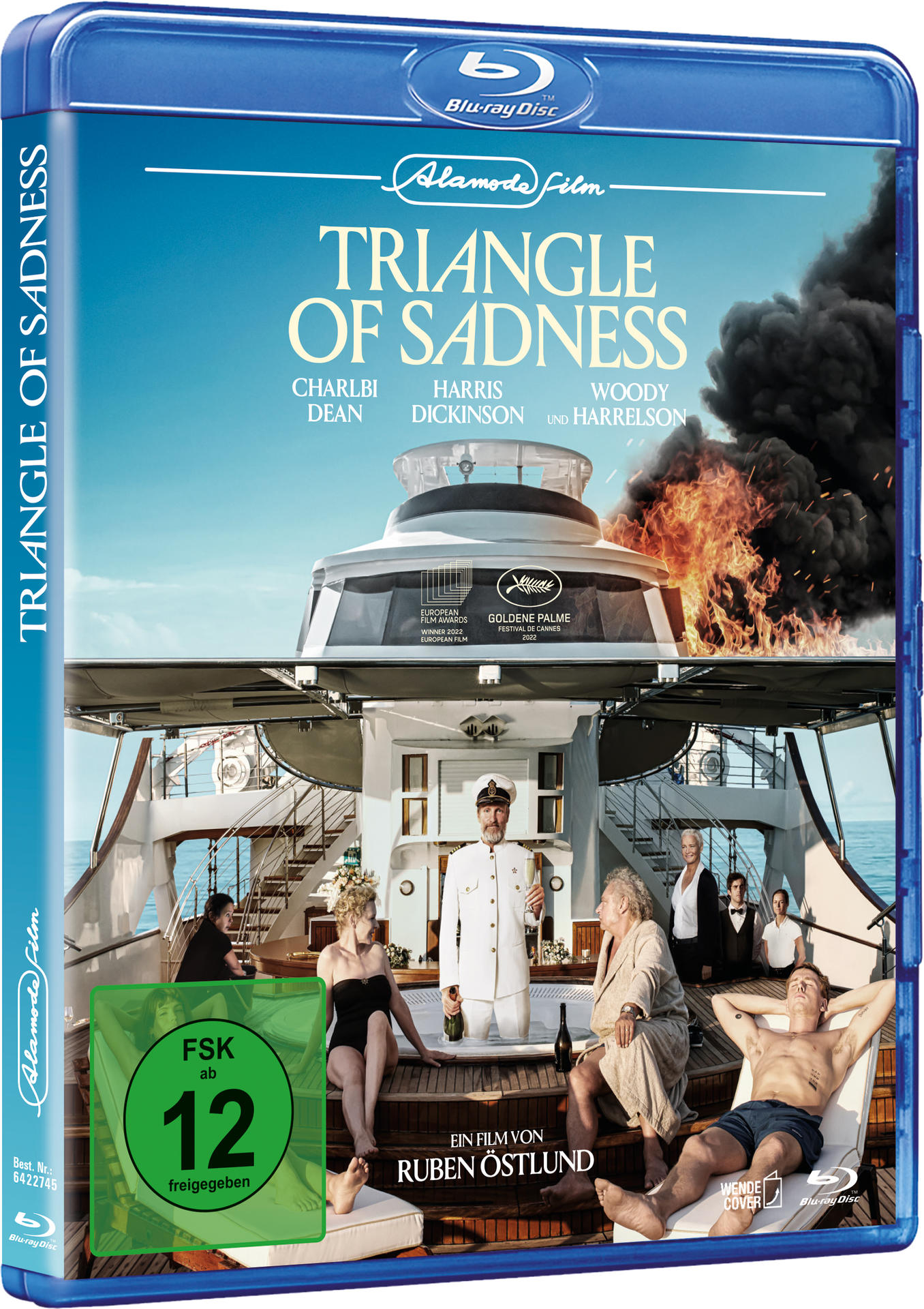 Blu-ray-Disc-Cover mit einer Filmszene mit Menschen auf einer Yacht.