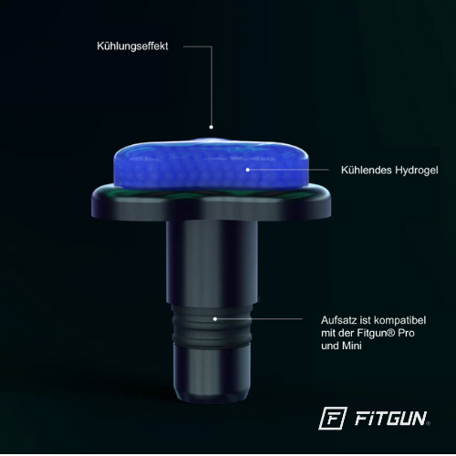 Ein schwarzes Gerät mit blauem Kühlgel. Es hat ein schwarz-blaues Design.