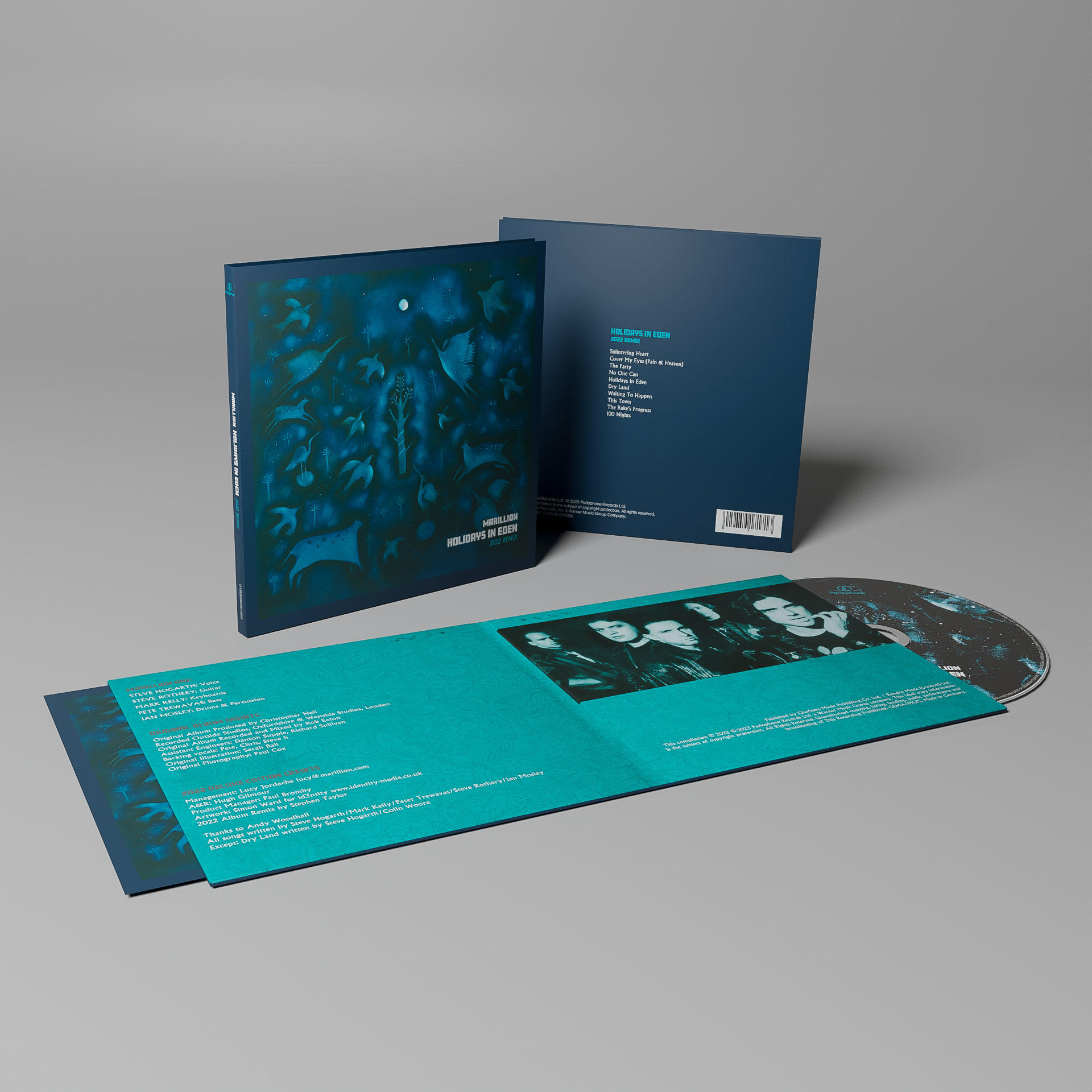 Eine CD-Hülle mit geöffnetem Cover, das die CD und das Booklet zeigt.