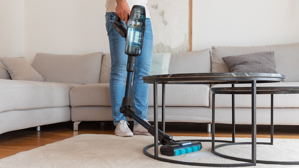 Aspirador escoba - Cecotec Conga RockStar 3000 Advance ErgoWet Connected IA, 4 en 1, 680 W, 26 kPa, 90 min, 4 Modos, Ciclónico, Diseño 360º, Gris