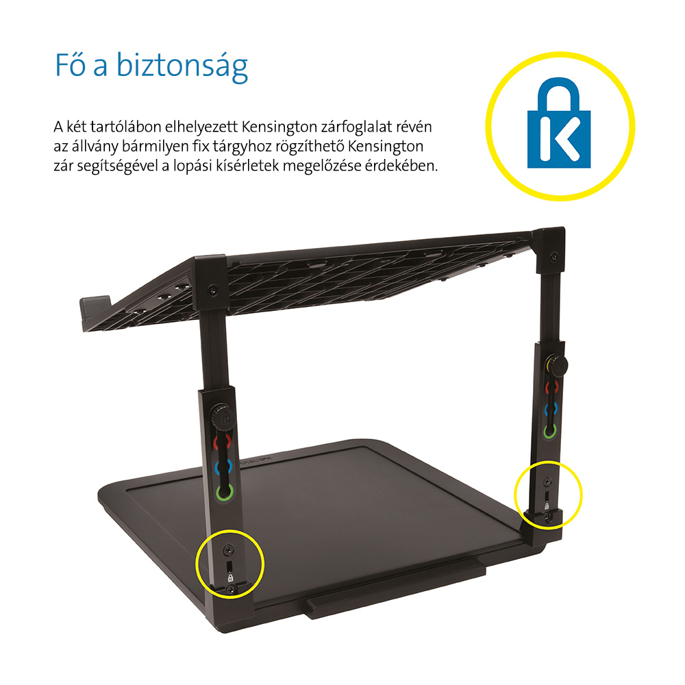 Fekete biztonsági állvány lakatszimbólummal. Az állvány fekete. A háttér fehér.