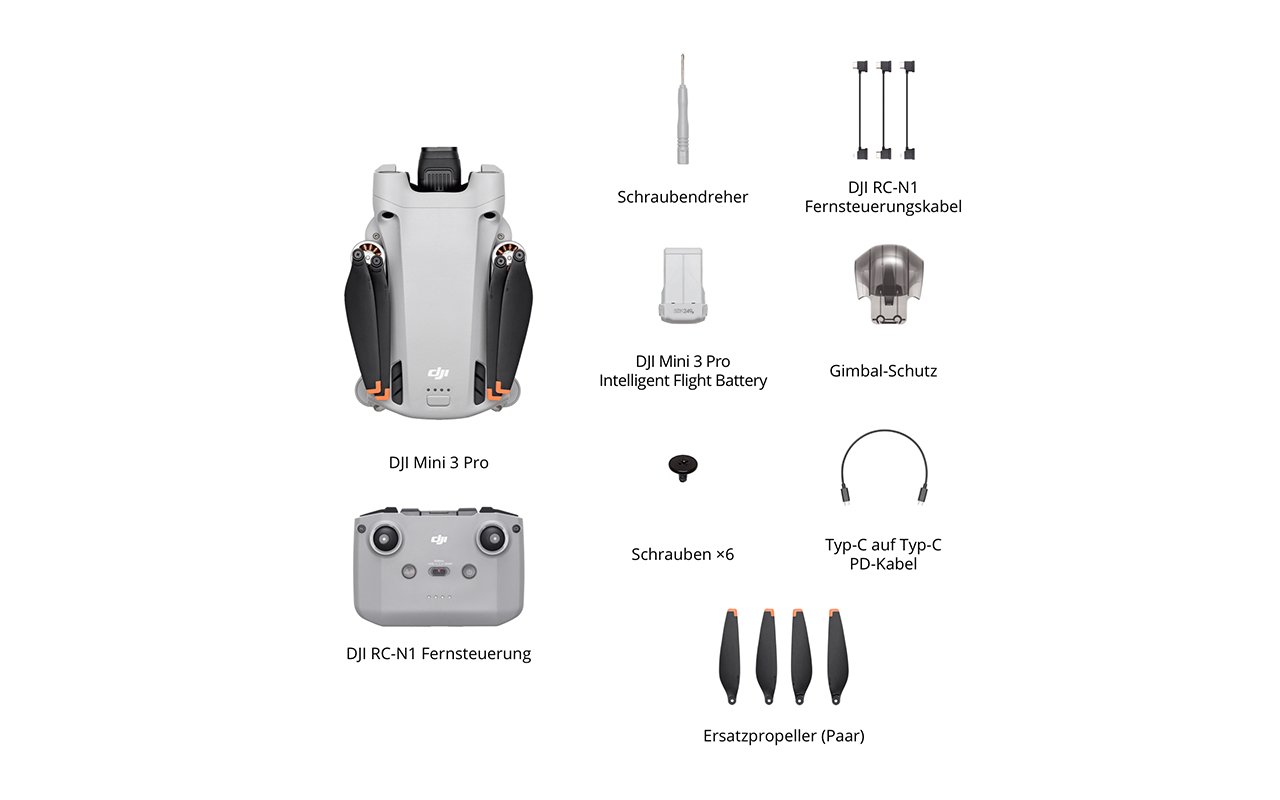 DJI Mini 3 Pro (DJI RC-N1) Drohne, Weiß/Schwarz